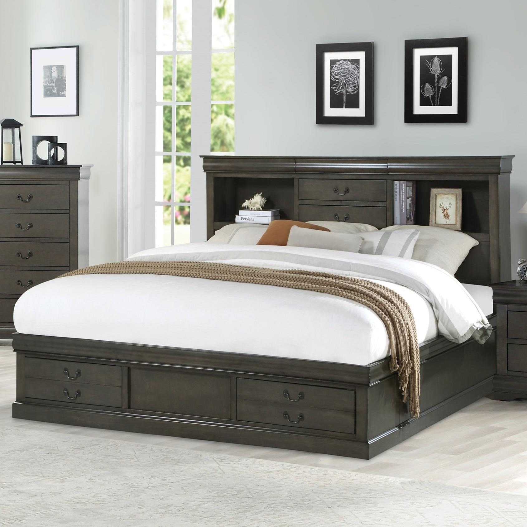 Acme Furniture Louis Philippe III 24930Q Queen Captain s Bed with